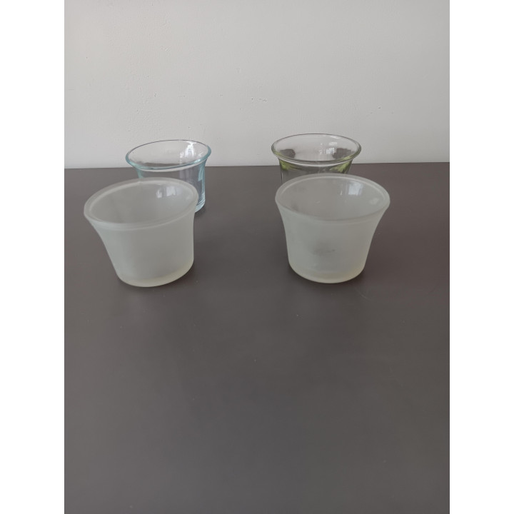 Set van 4 glazen waxinelichthouders - transparant & mat glas