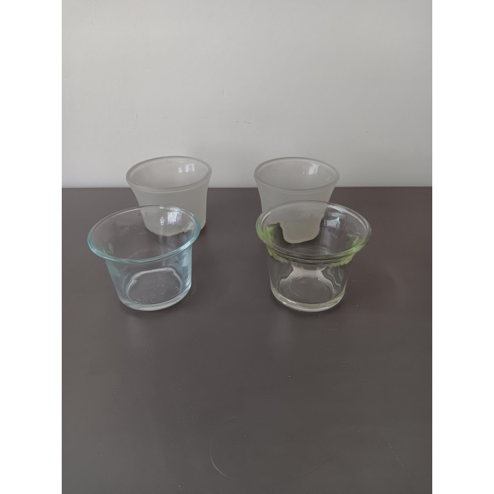 Set van 4 glazen waxinelichthouders - transparant & mat glas
