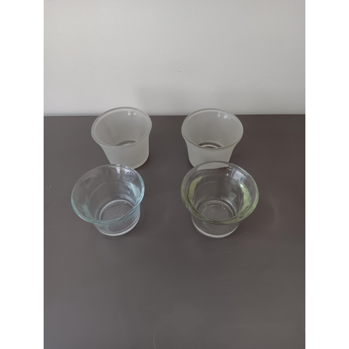 Set van 4 glazen waxinelichthouders - transparant & mat glas