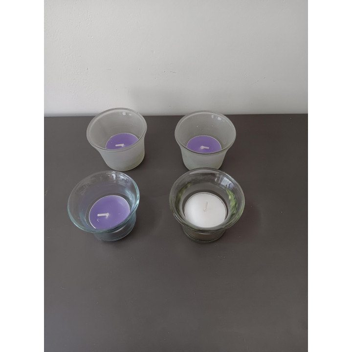 Set van 4 glazen waxinelichthouders - transparant & mat glas