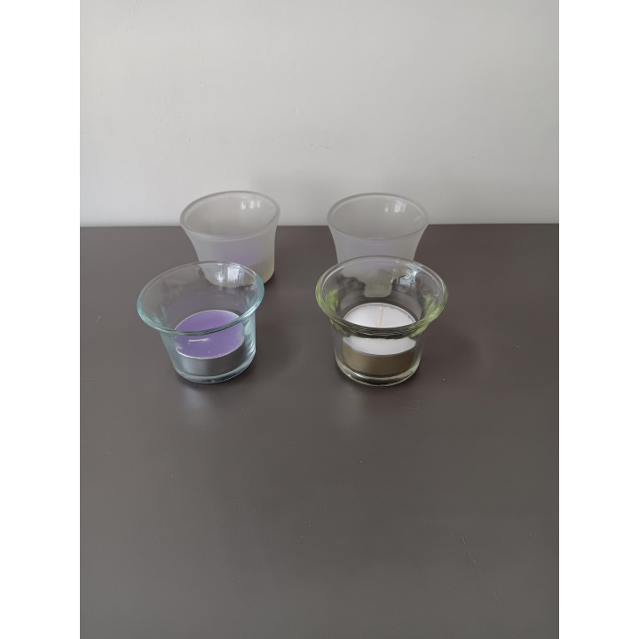 Set van 4 glazen waxinelichthouders - transparant & mat glas