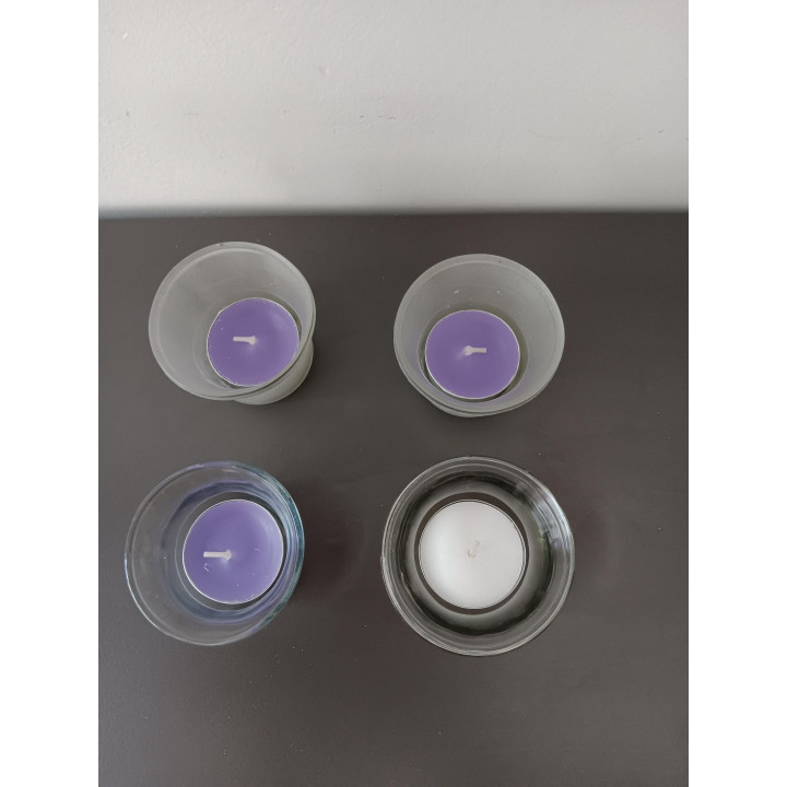 Set van 4 glazen waxinelichthouders - transparant & mat glas