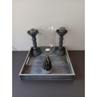 Decoratieset dienblad kandelaren en windlicht