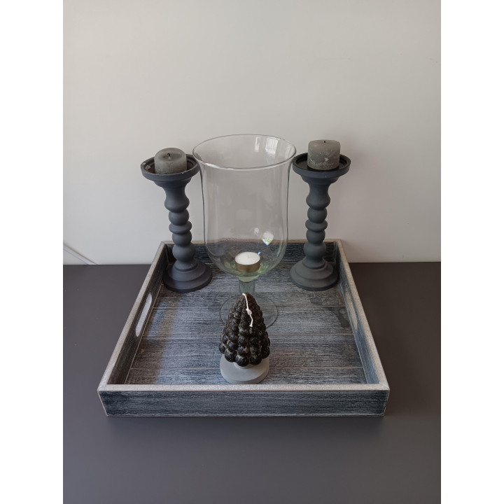 Decoratieset dienblad kandelaren en windlicht