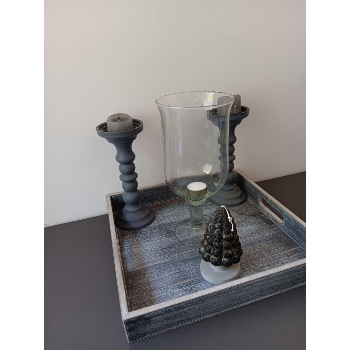 Decoratieset dienblad kandelaren en windlicht