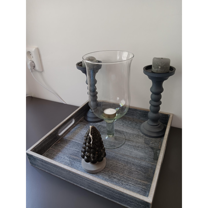 Decoratieset dienblad kandelaren en windlicht