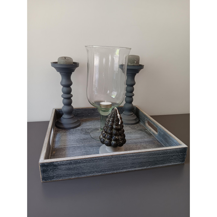 Decoratieset dienblad kandelaren en windlicht