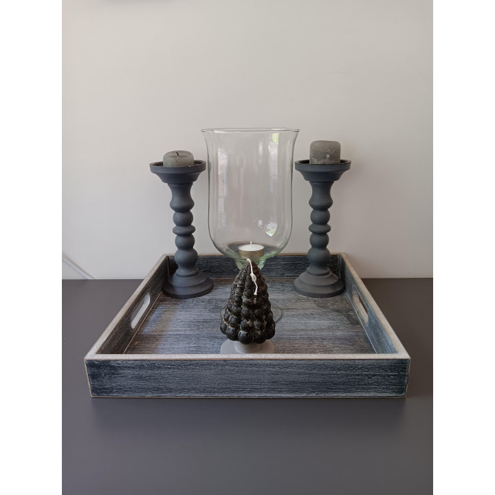 Decoratieset dienblad kandelaren en windlicht