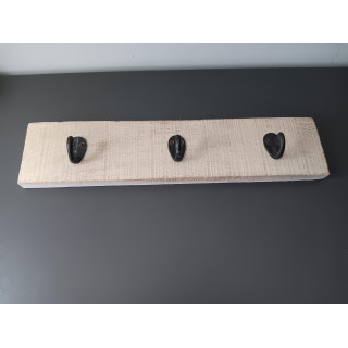 Houten kapstok met 3 metalen haken