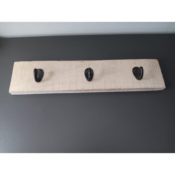 Houten kapstok met 3 metalen haken