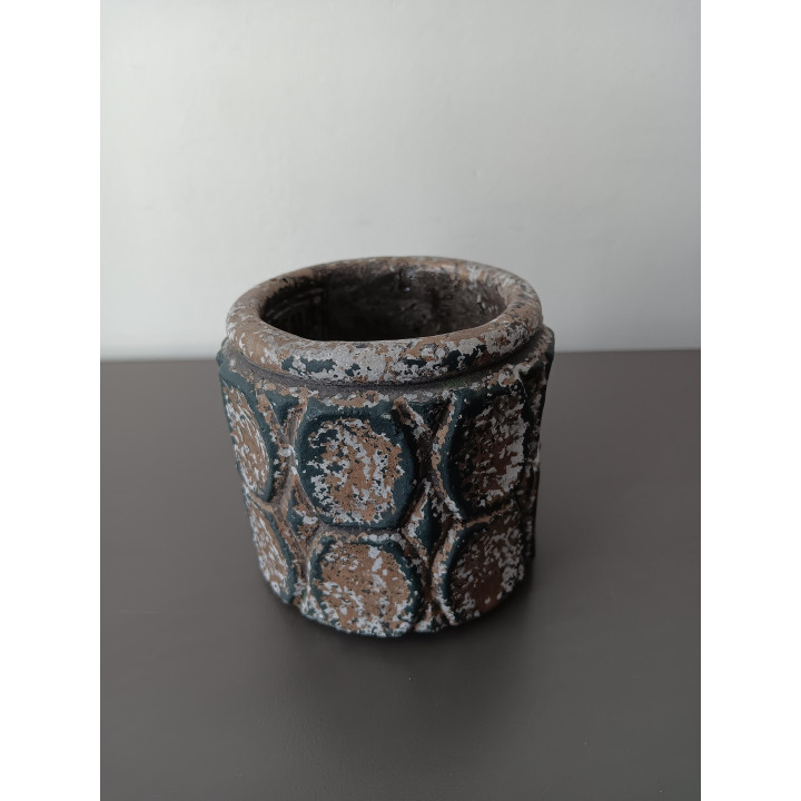 Decoratief bloempotje grijs steenlook