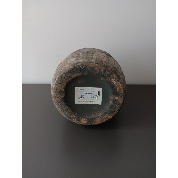 Klein grijs vaasje steenlook 13 cm