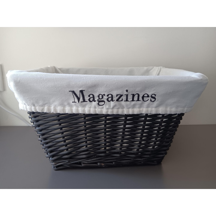 Rieten tijdschriftenmand met katoenen voering Magazines