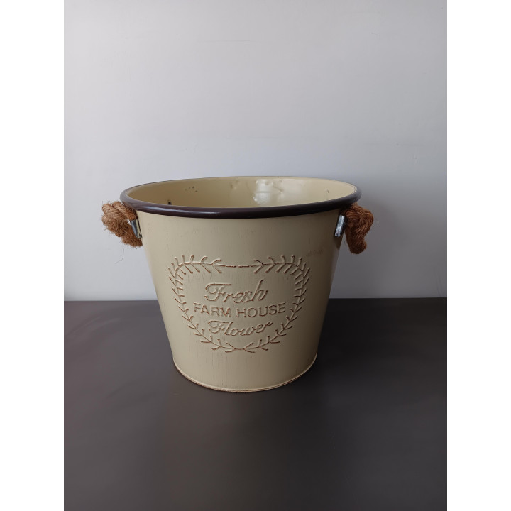 Metalen Fresh Farm House Bloemenemmer met Touwhengsels