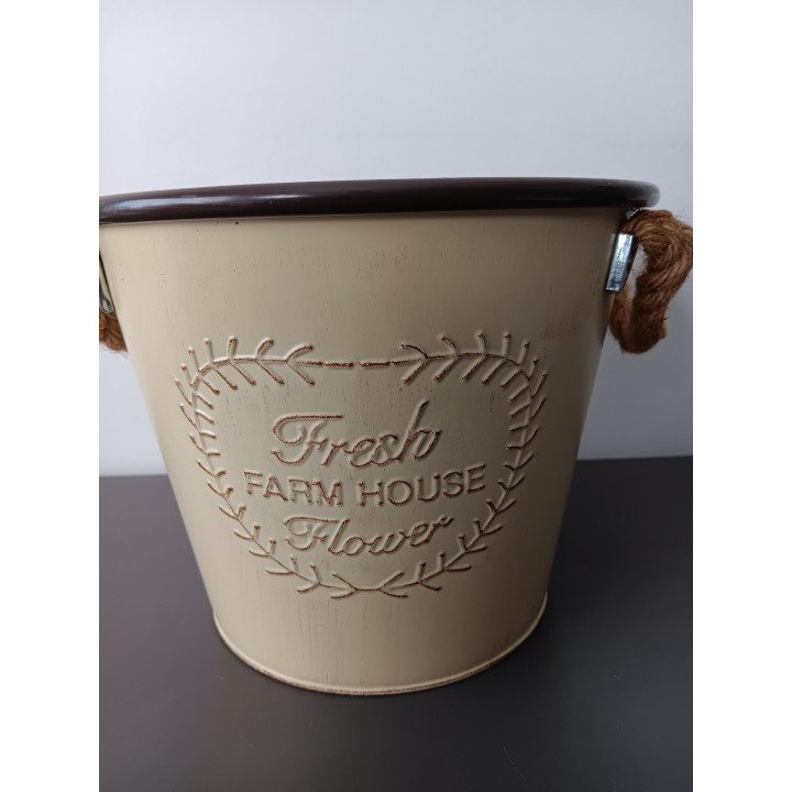 Metalen Fresh Farm House Bloemenemmer met Touwhengsels