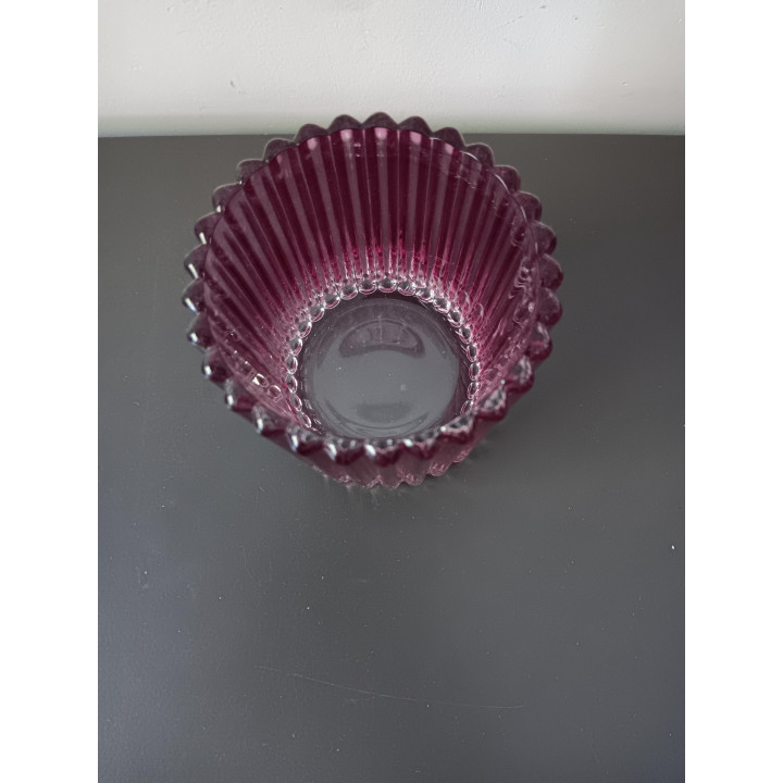 Roze glazen ribbel waxinelichthouder