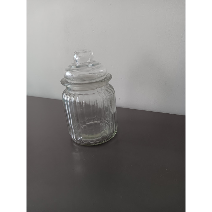 Glazen voorraadpot met deksel geribbelde structuur