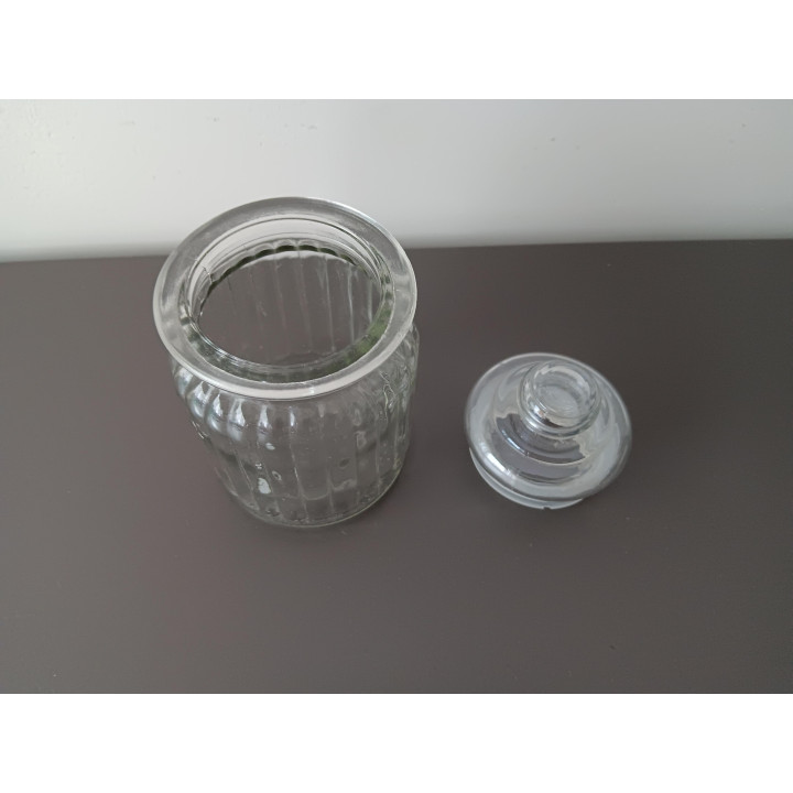 Glazen voorraadpot met deksel geribbelde structuur