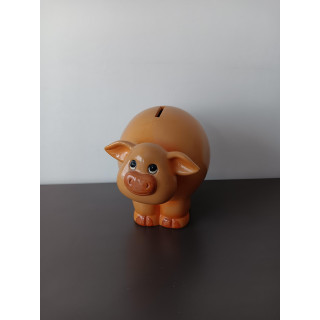 Keramiek spaarvarken bruin met stop