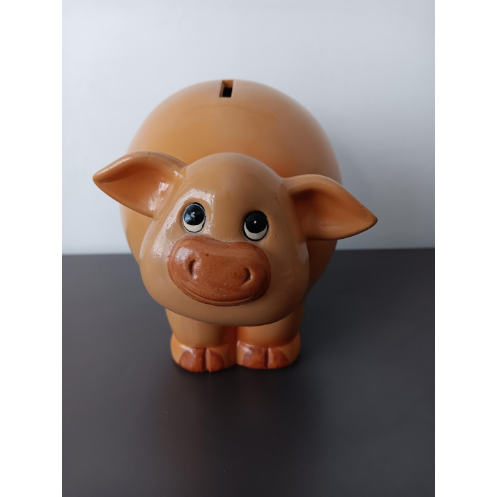 Spaarvarken keramiek met stop bruin varkentje
