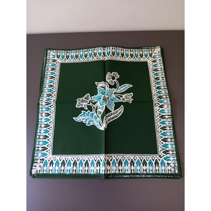 Set van 6 stoffen servetten groen met bloemenmotief