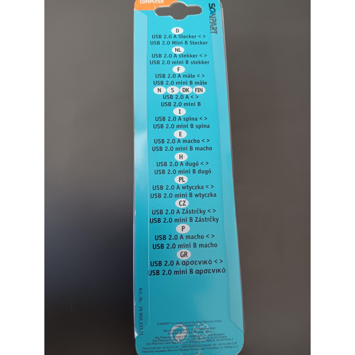 Scanpart USB 2.0 A naar Mini-B kabel 1,5 m