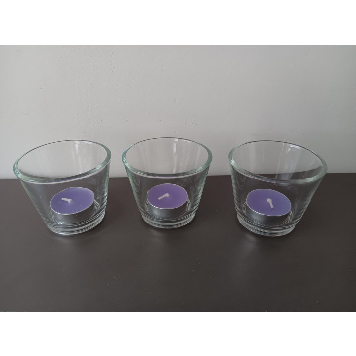Set van 3 glazen theelichthouders