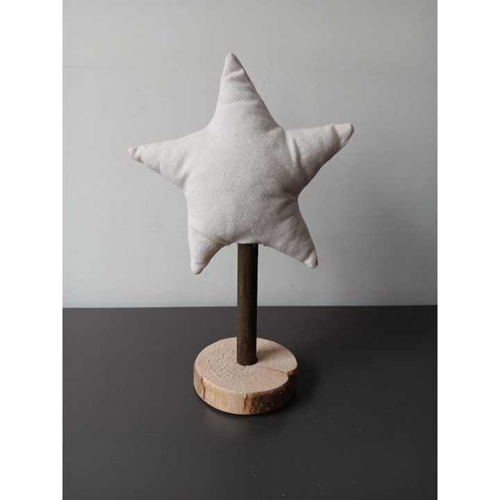 Kerstster op houten voet met kersttekst 22 cm