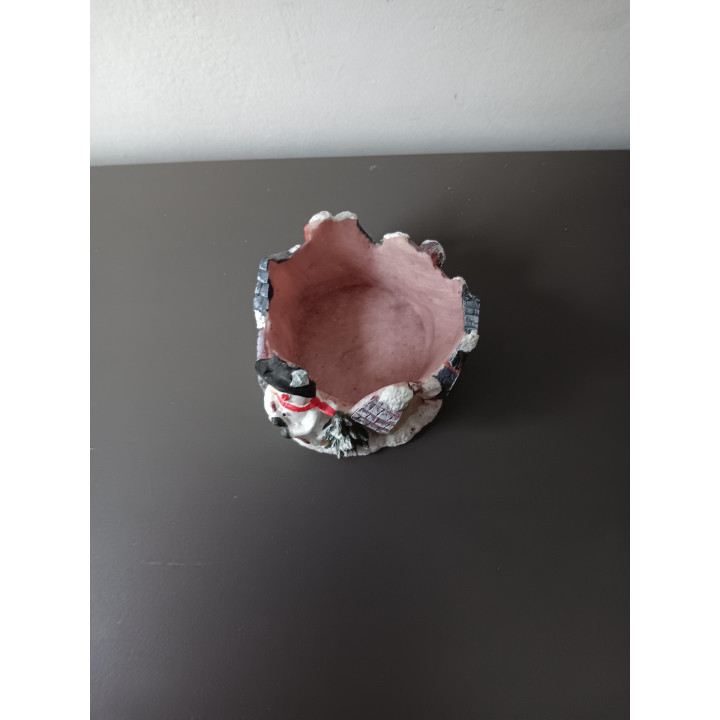 Kerst theelichthouder met sneeuwpop en huisje