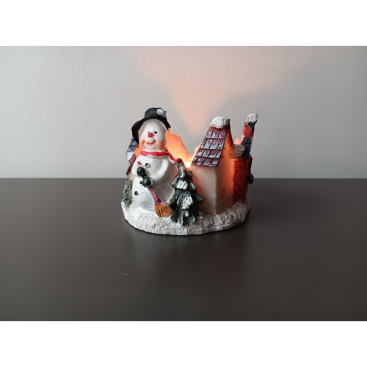 Kerst theelichthouder sneeuwpop huisjes | Angelique’s Kringloop