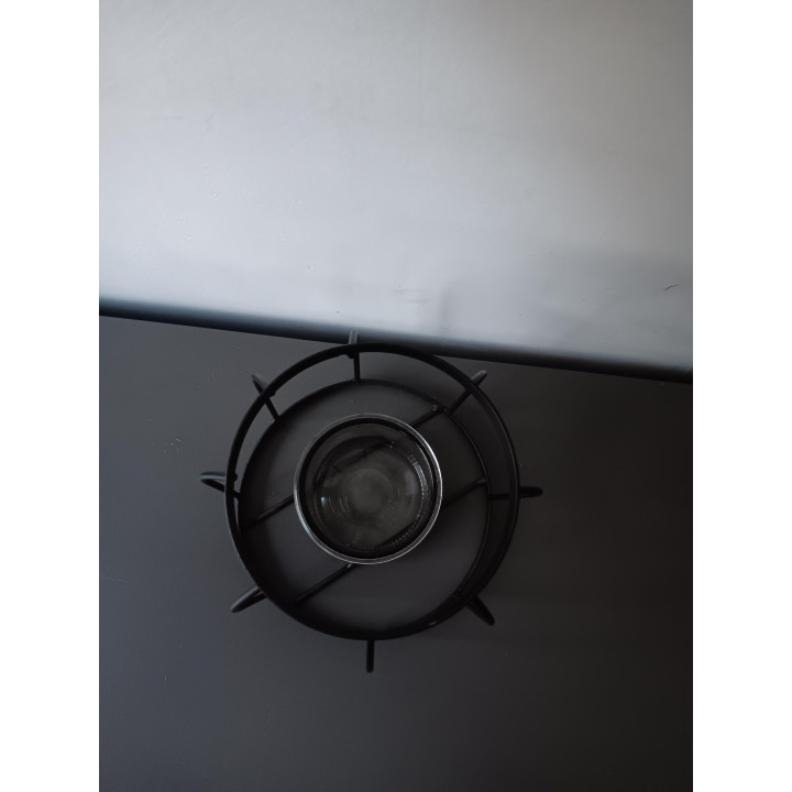 Zwarte metalen windlicht met glazen potje