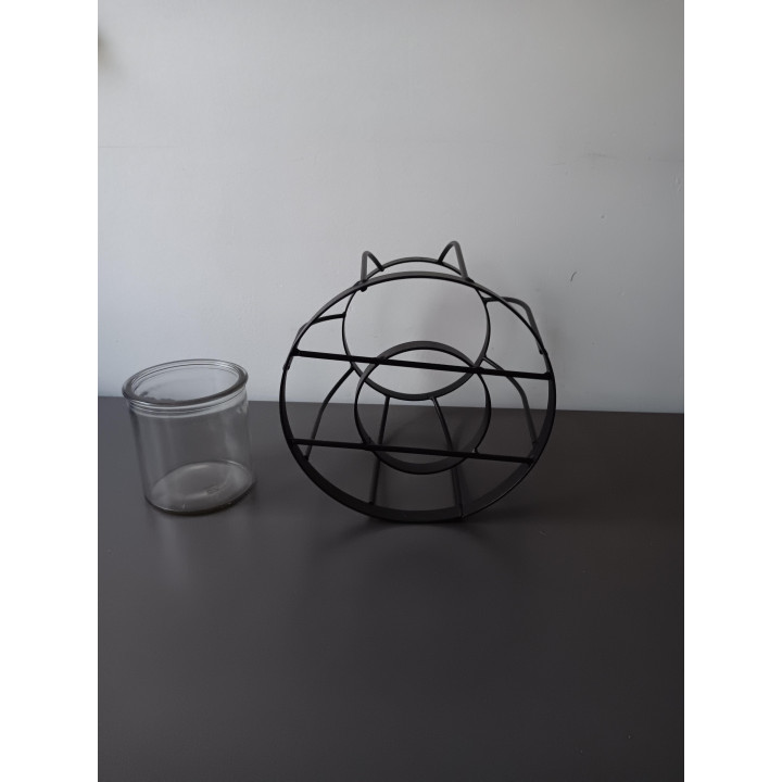 Zwarte metalen windlicht met glazen potje