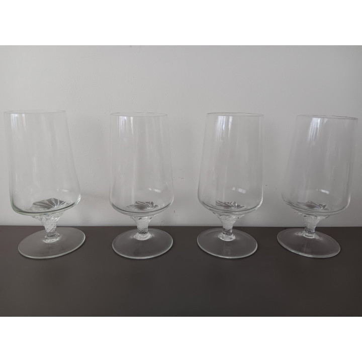 Set van 4 glazen op voet met gedraaide steel
