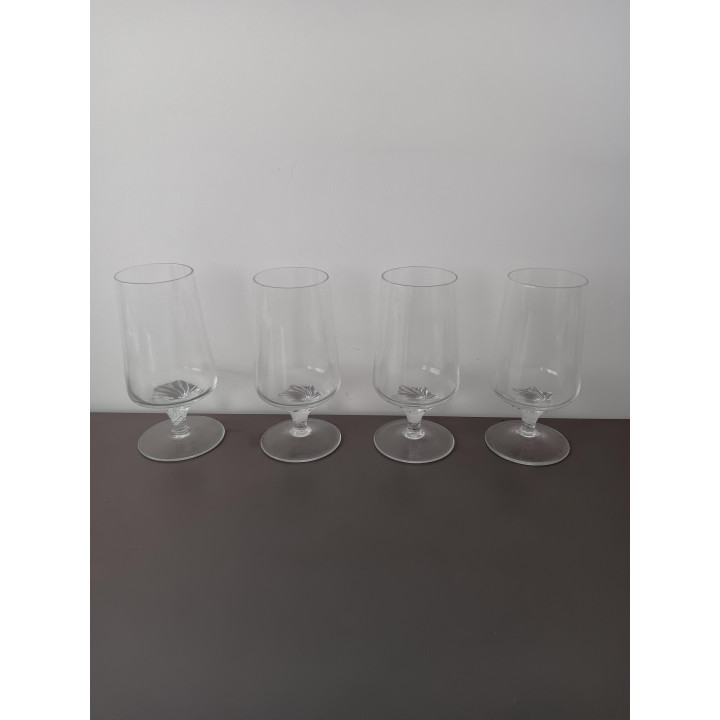 Set van 4 glazen op voet met decoratieve steel