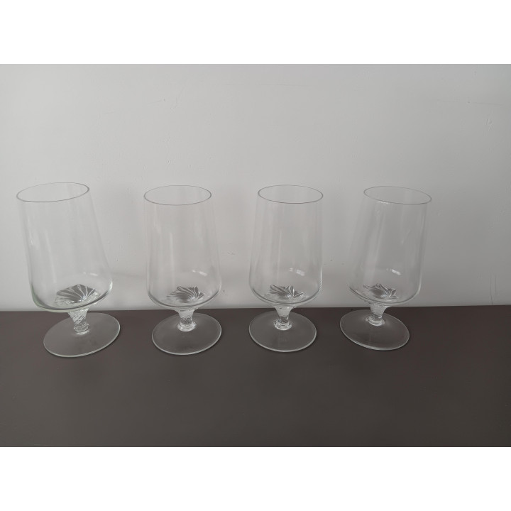Set van 4 glazen op voet met gedraaide steel