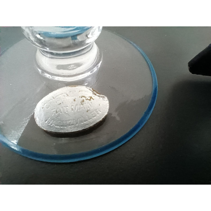 Set van 6 glazen op voet Cristallerie Hartzviller met blauwe rand