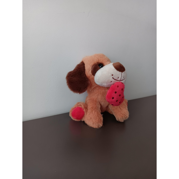 Pluche hondje met hartje knuffel 14 cm | Angelique's Kringloop