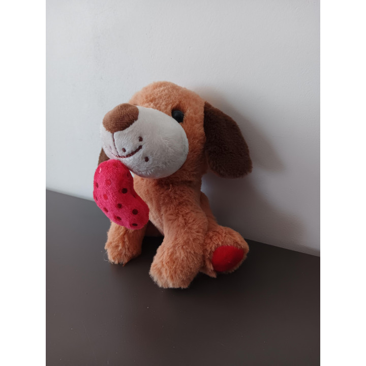 Pluche hondje met hartje knuffel 14 cm | Angelique's Kringloop