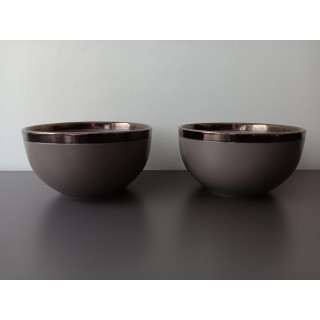 Set van 2 Tavola schaaltjes taupe metallic rand