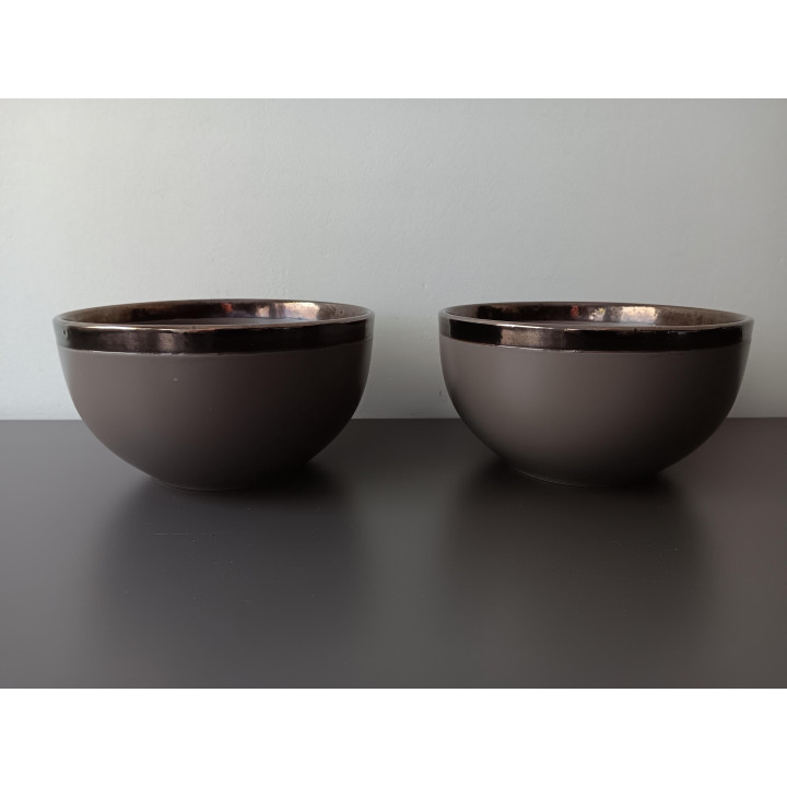 Set van 2 Tavola schaaltjes taupe met metallic rand
