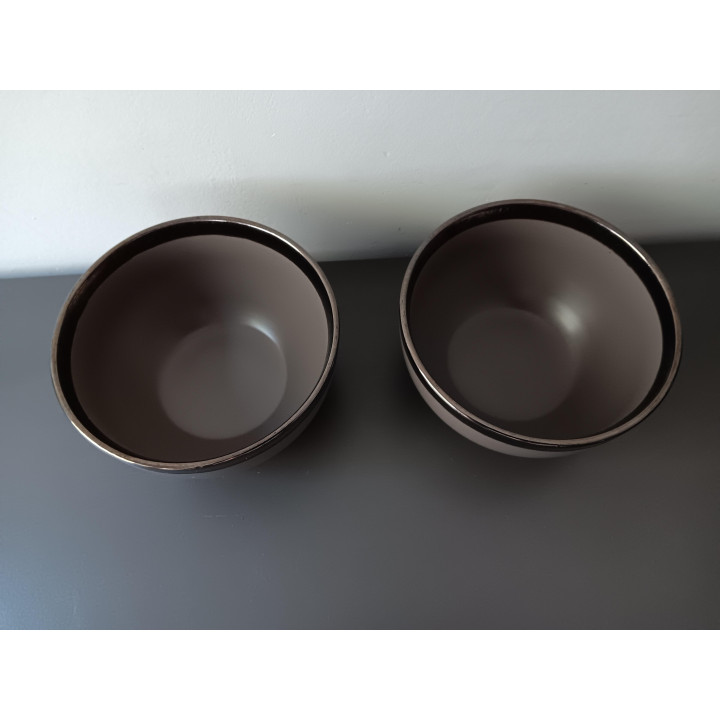 Set van 2 Tavola schaaltjes taupe met metallic rand