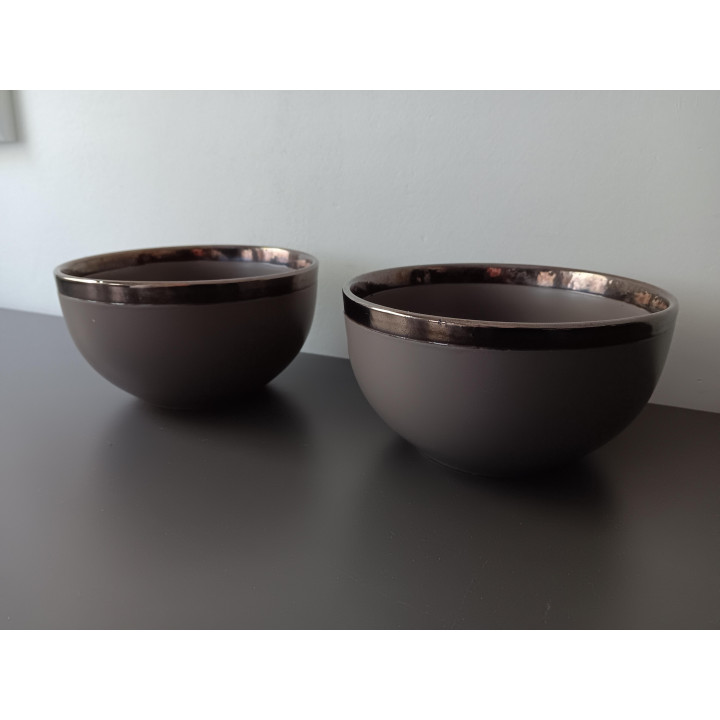 Set van 2 Tavola schaaltjes taupe met metallic rand
