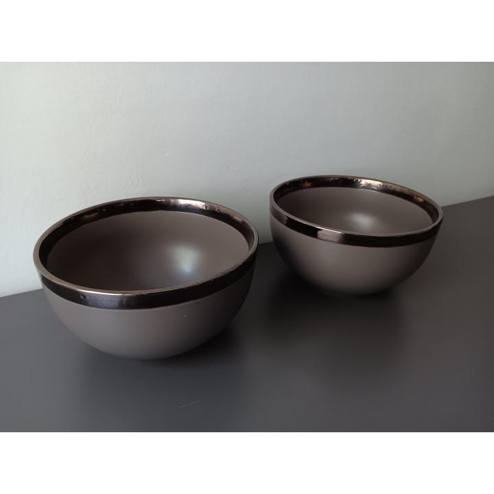 Set van 2 Tavola schaaltjes taupe met metallic rand