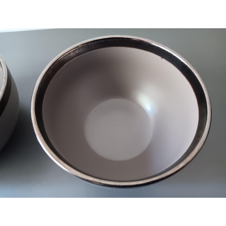Set van 2 Tavola schaaltjes taupe met metallic rand