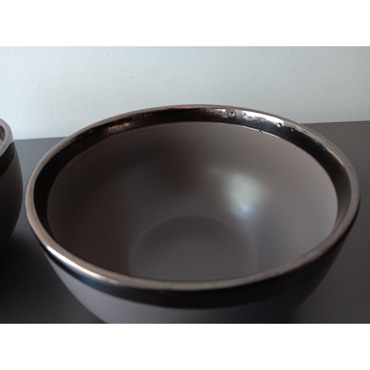 Set van 2 Tavola schaaltjes taupe met metallic rand