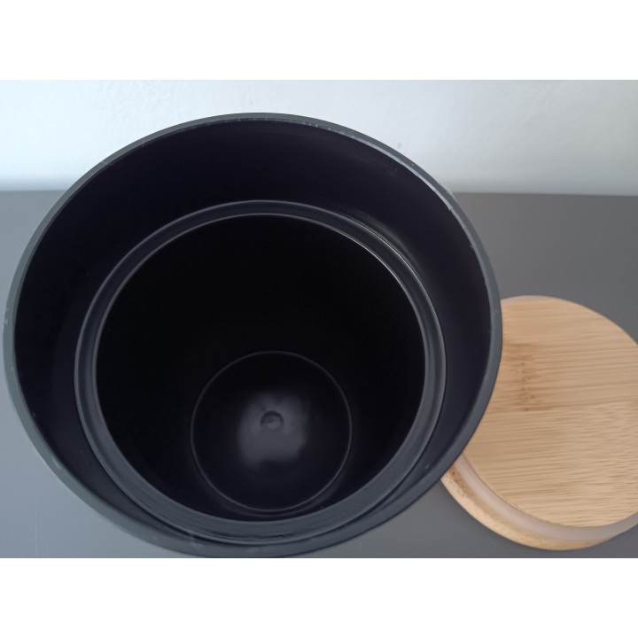 Koffiebeker to go met bamboe deksel en kurkband