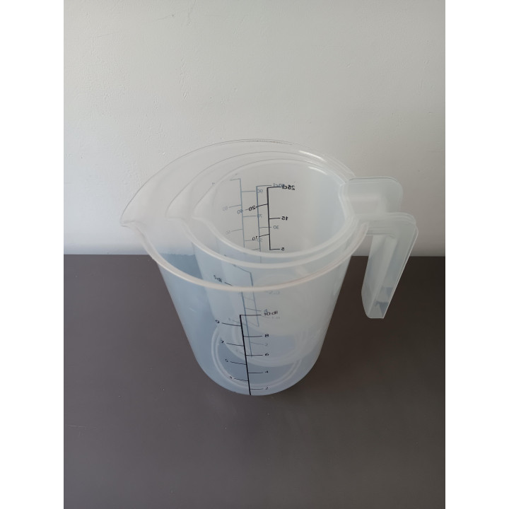 Set van 3 maatbekers met handvat kunststof