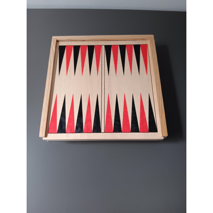 Houten spelset met schaak dammen backgammon domino en mikado