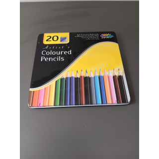 20 kleurpotloden in Grafix blik