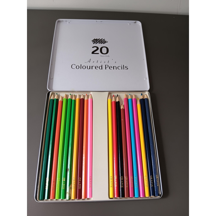 Set van 20 kleurpotloden in blik Grafix